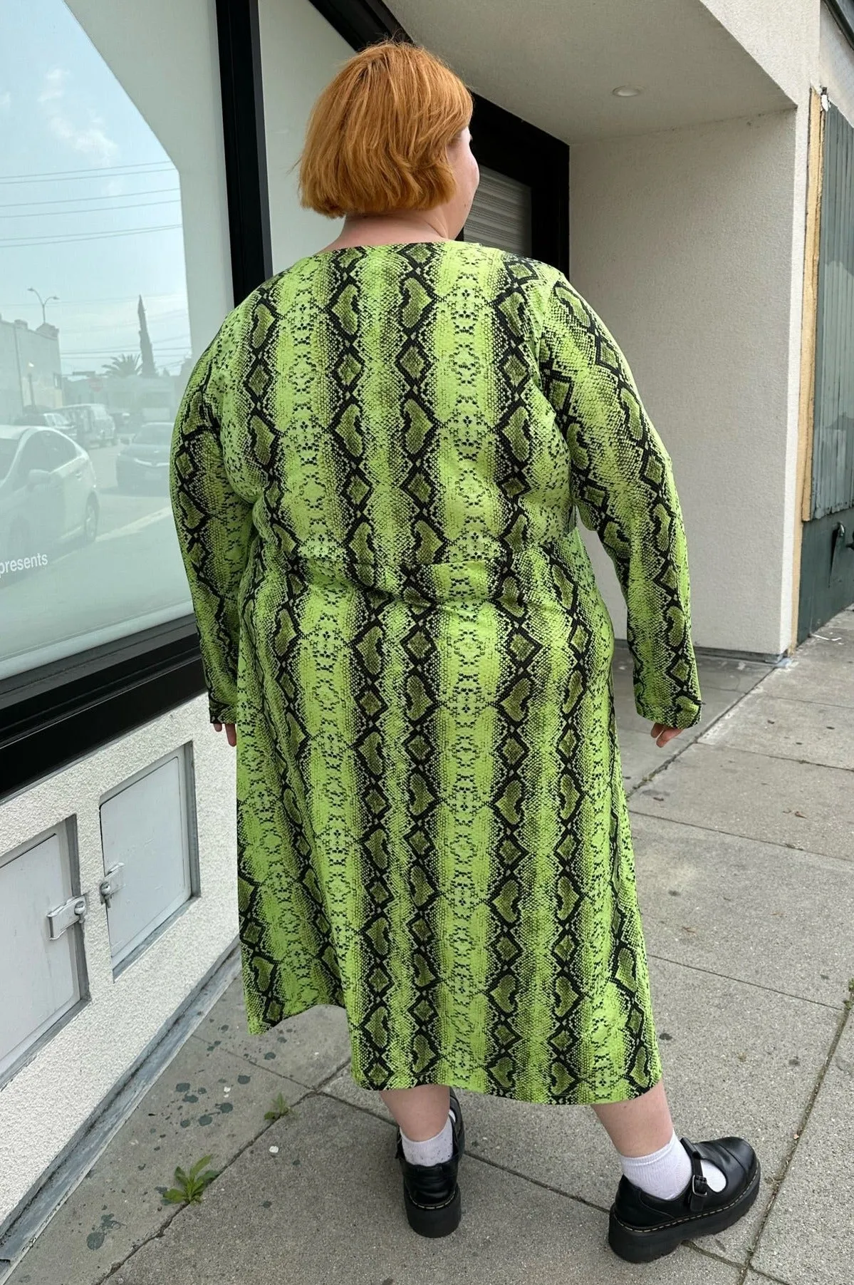 ASOS Lime Green and Black Snake Pattern Maxi with Twist-Front, Size 26