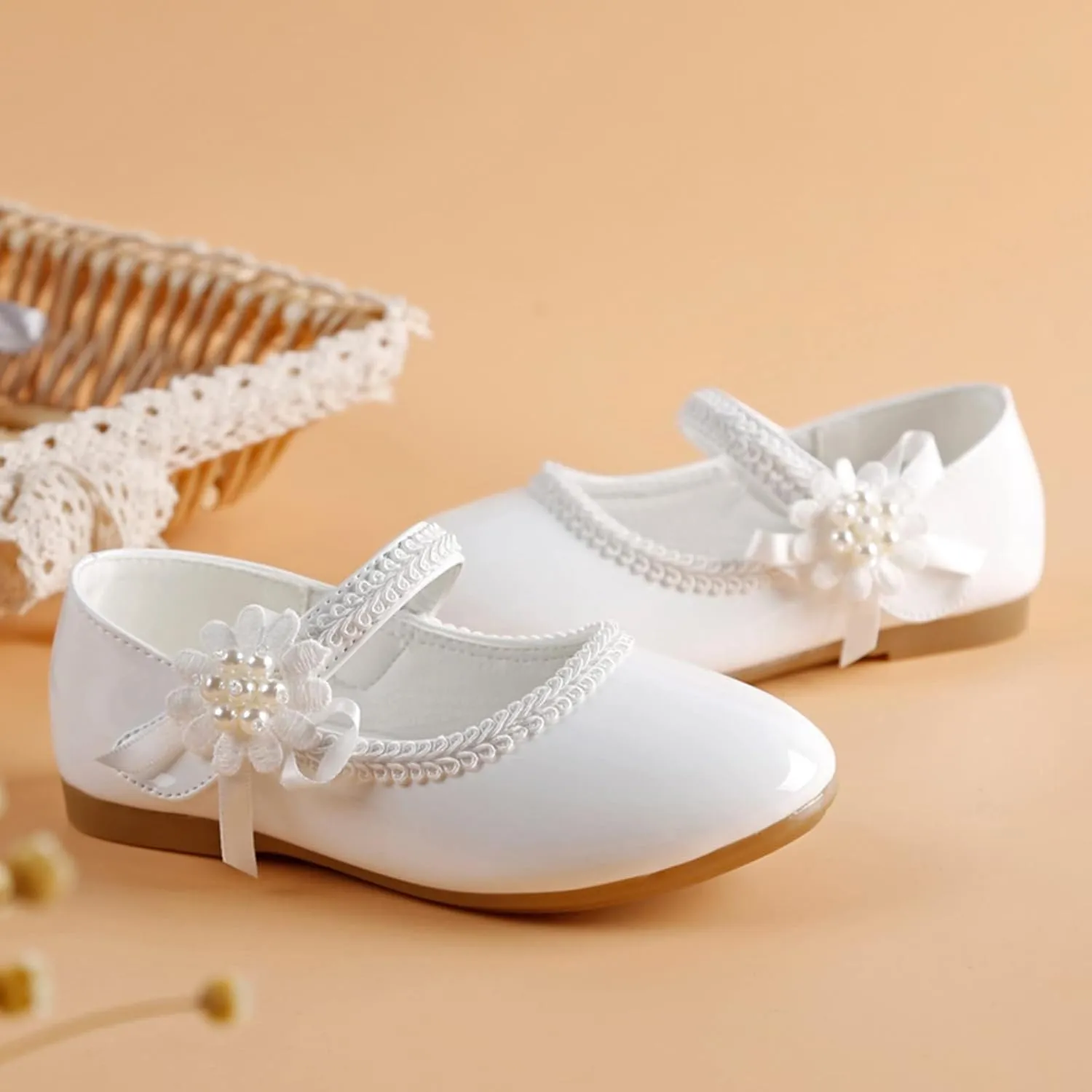 Baby Girls Dress Shoes Mary Jane Ballet Flats Flower Girl School Party Wedding Shoes Girls Slip On Walking Shoes