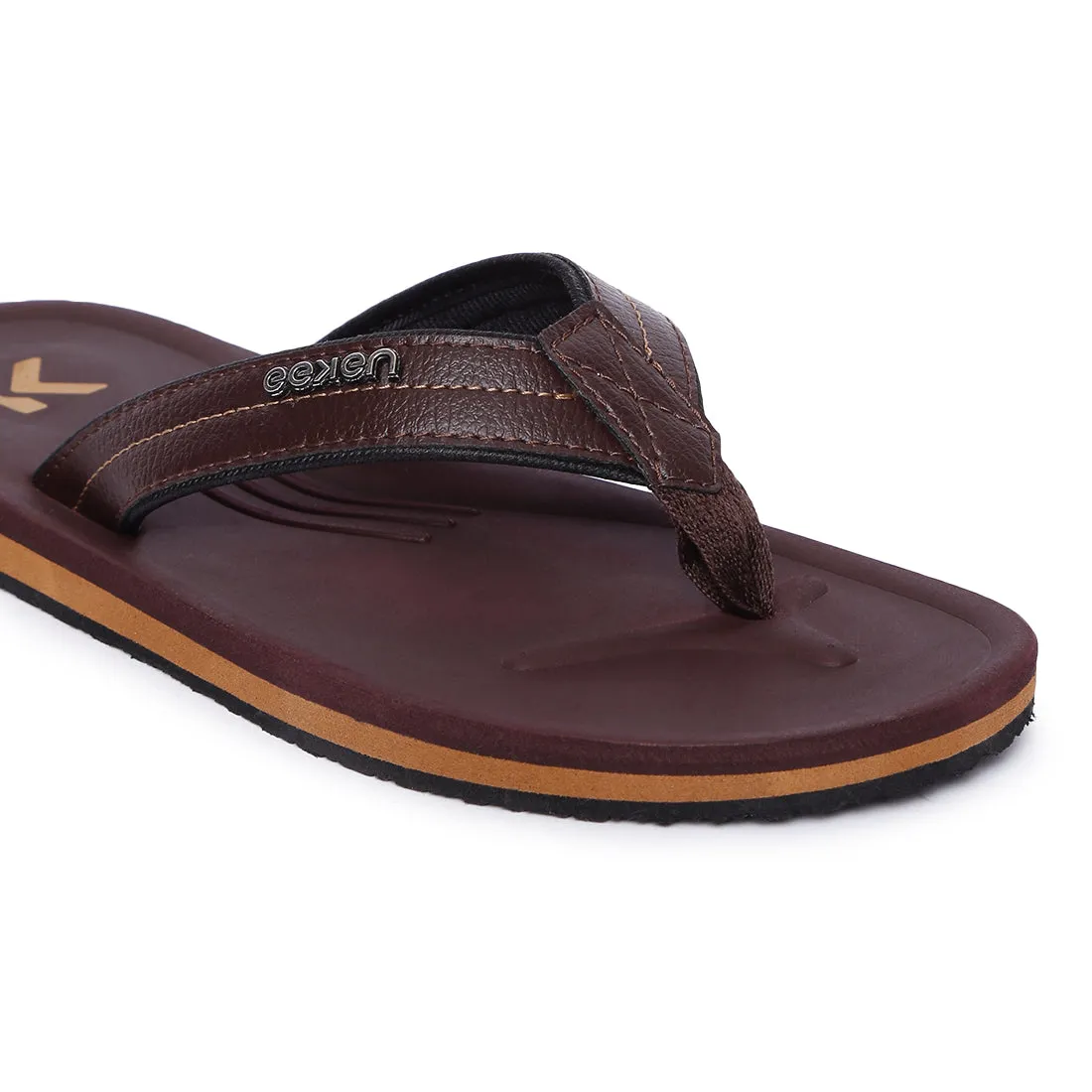 Eeken EFBGO2409 Brown Lightweight Washable Dailywear Durable Flip Flops For Men