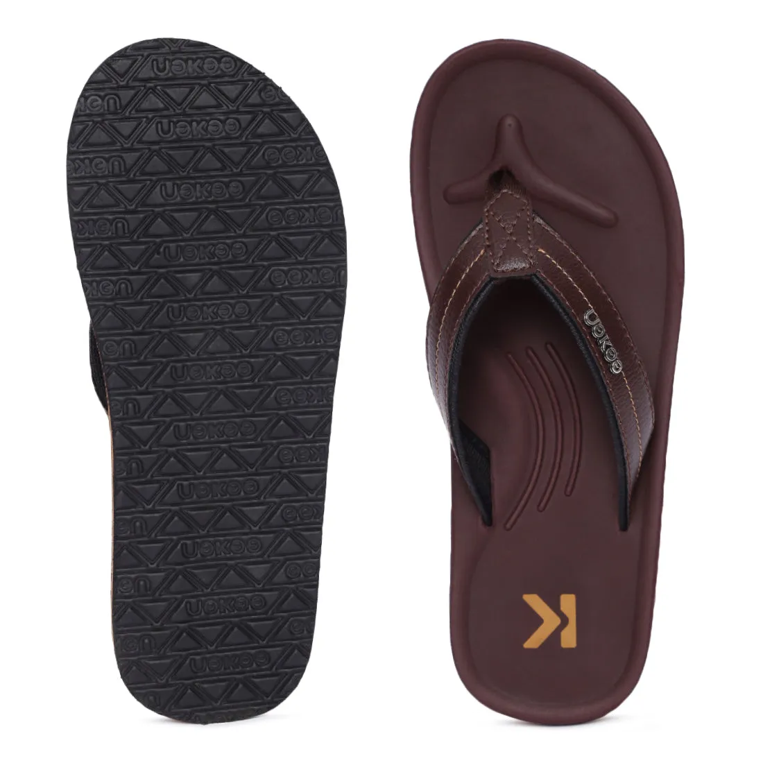Eeken EFBGO2409 Brown Lightweight Washable Dailywear Durable Flip Flops For Men