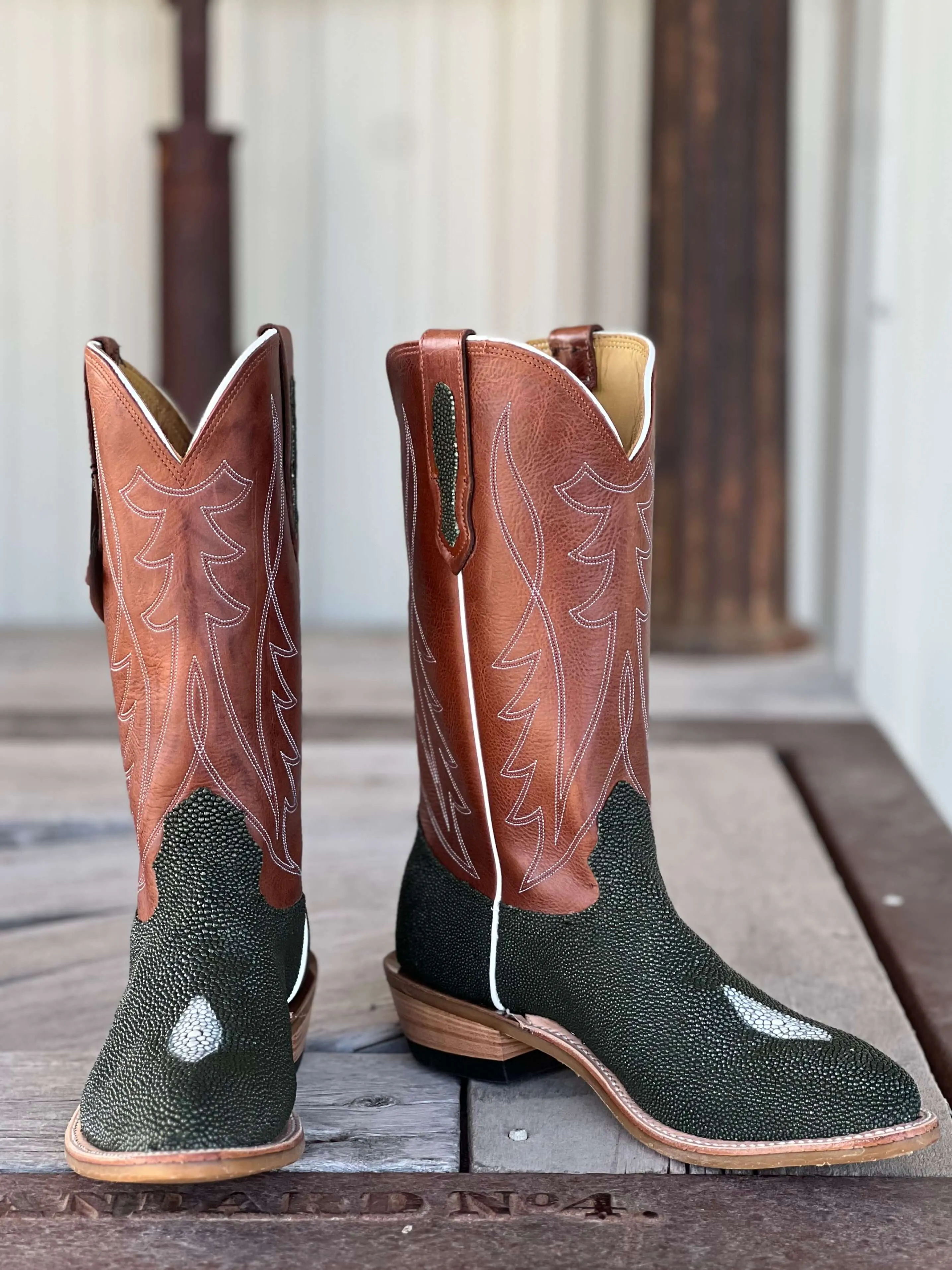 Fenoglio Boot Co. | Green Pearl Stingray Boot