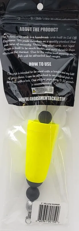 Four Horsemen Tackle Concave Popper Cork Yellow 3" 1pk