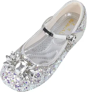 Girl's Dress Shoes Mary Jane Glitter 1.5 in Low Heel Wedding Party Princess Shoes for Toddler/Little/Big Kids