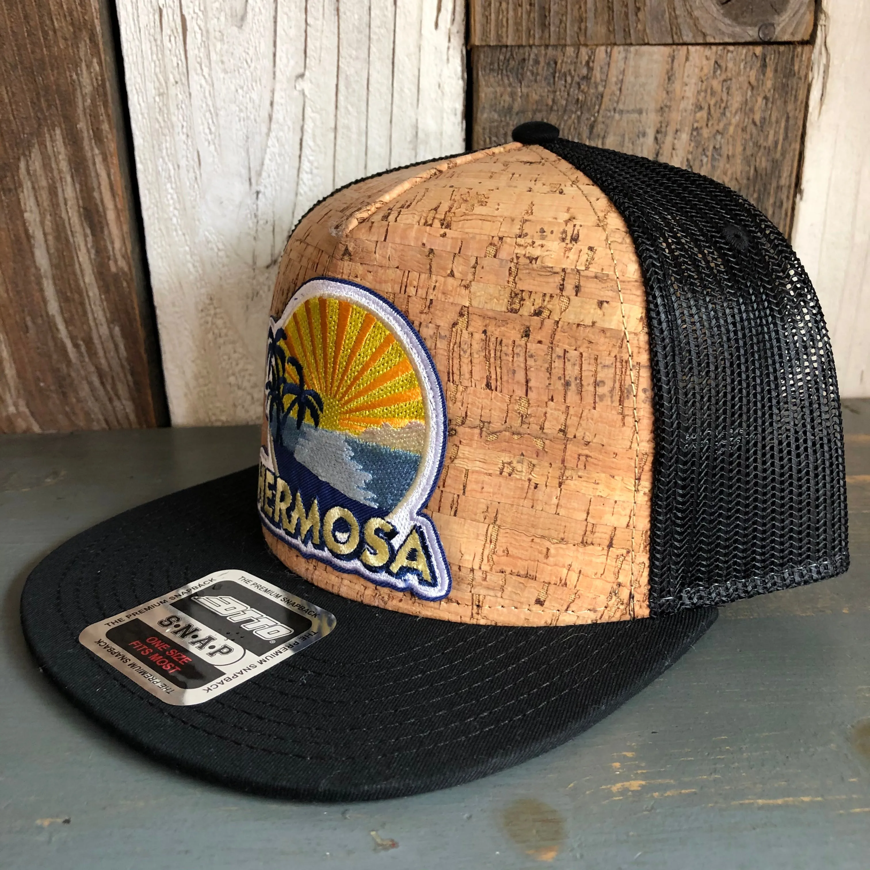 Hermosa Beach FIESTA Premium Cork Trucker Hat (Black)