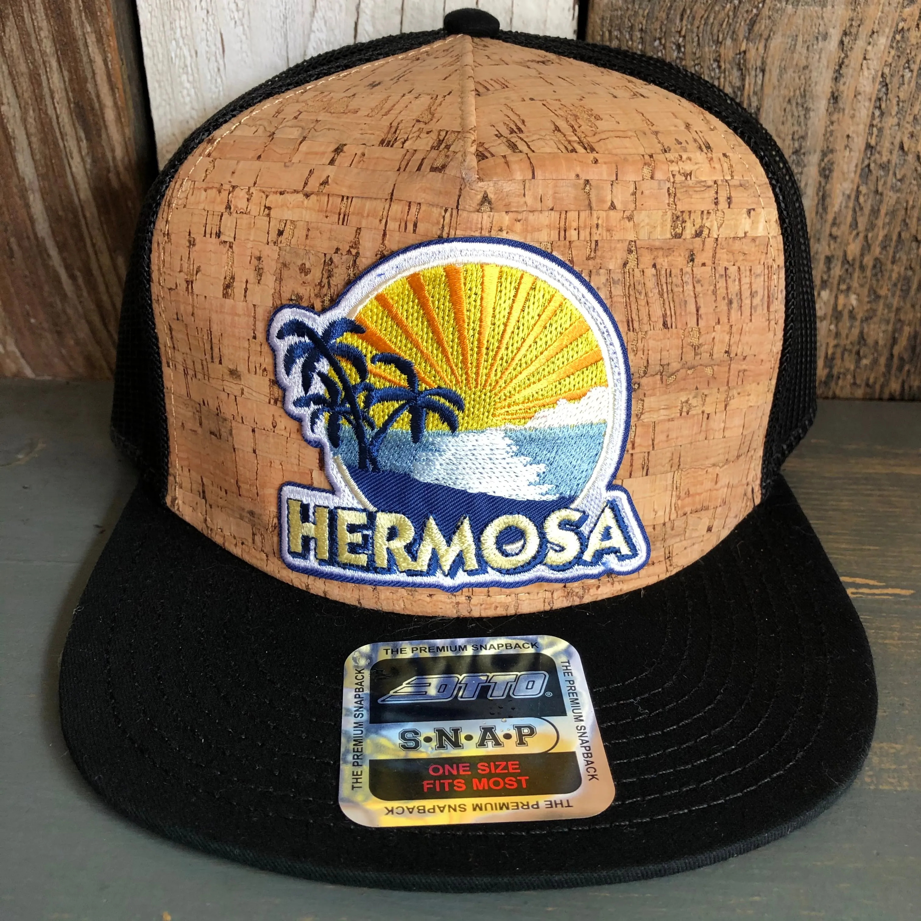 Hermosa Beach FIESTA Premium Cork Trucker Hat (Black)