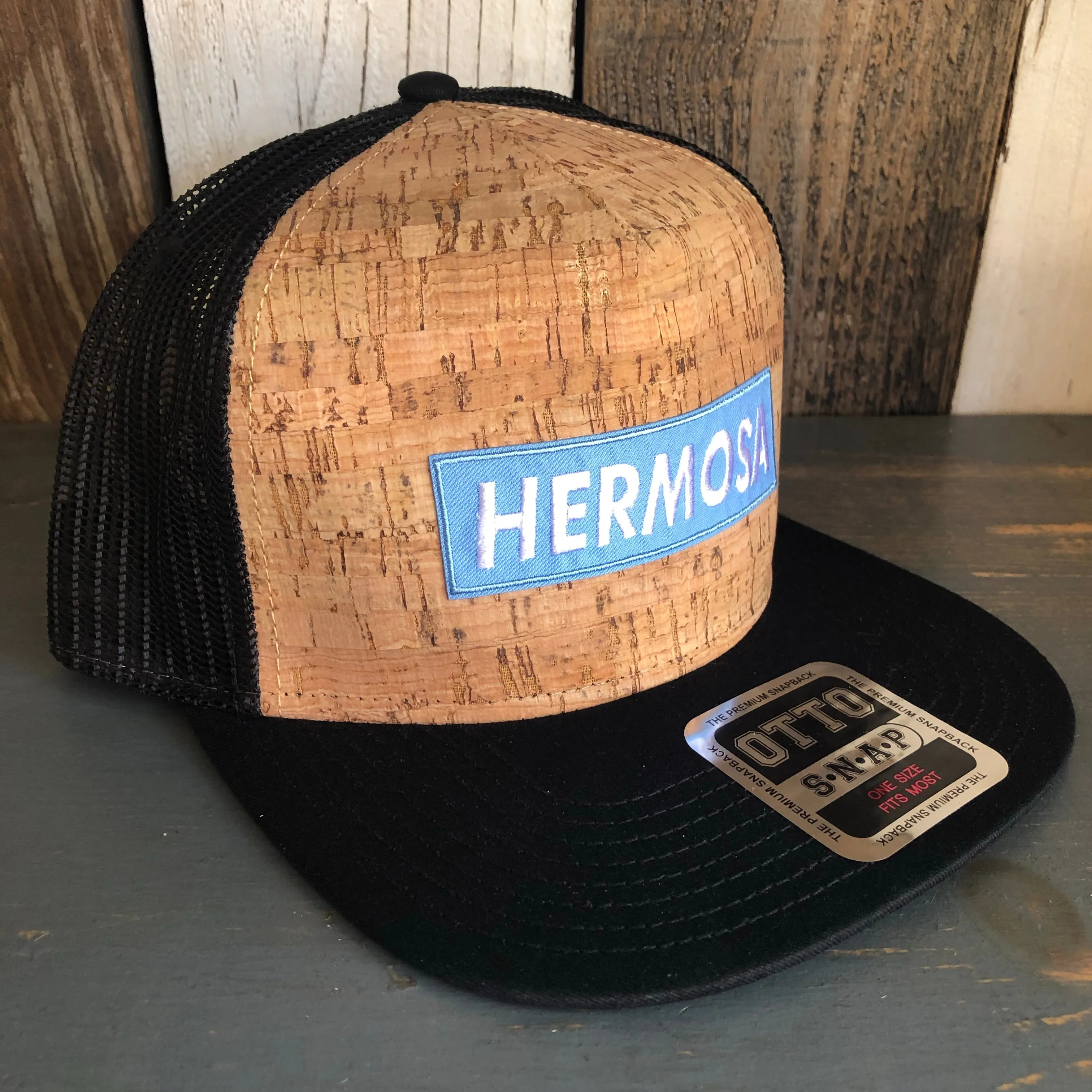 Hermosa Beach SUPREME HERMOSA Premium Cork Trucker Hat (Black)