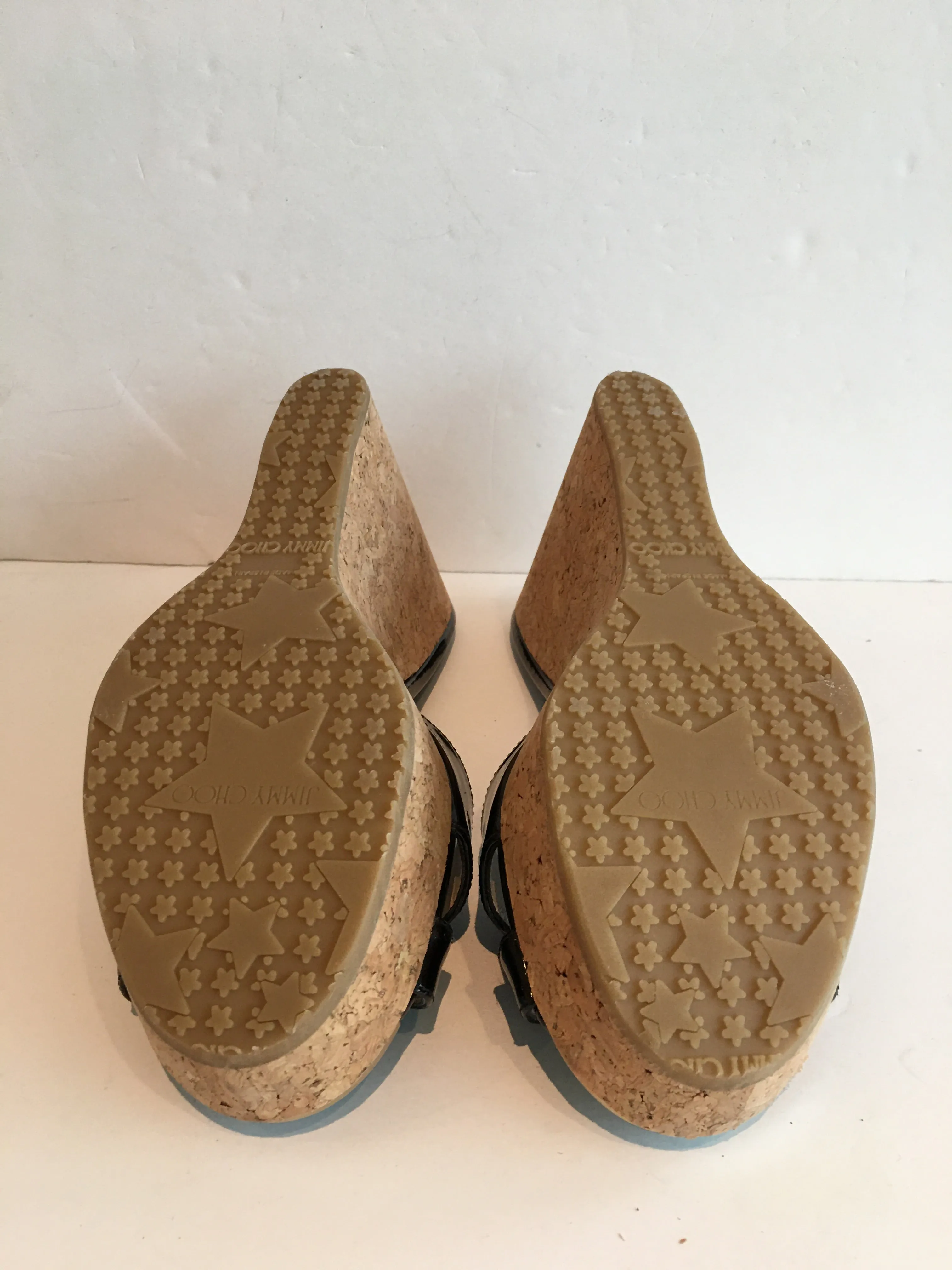 Jimmy Choo Patent Platform Wedges