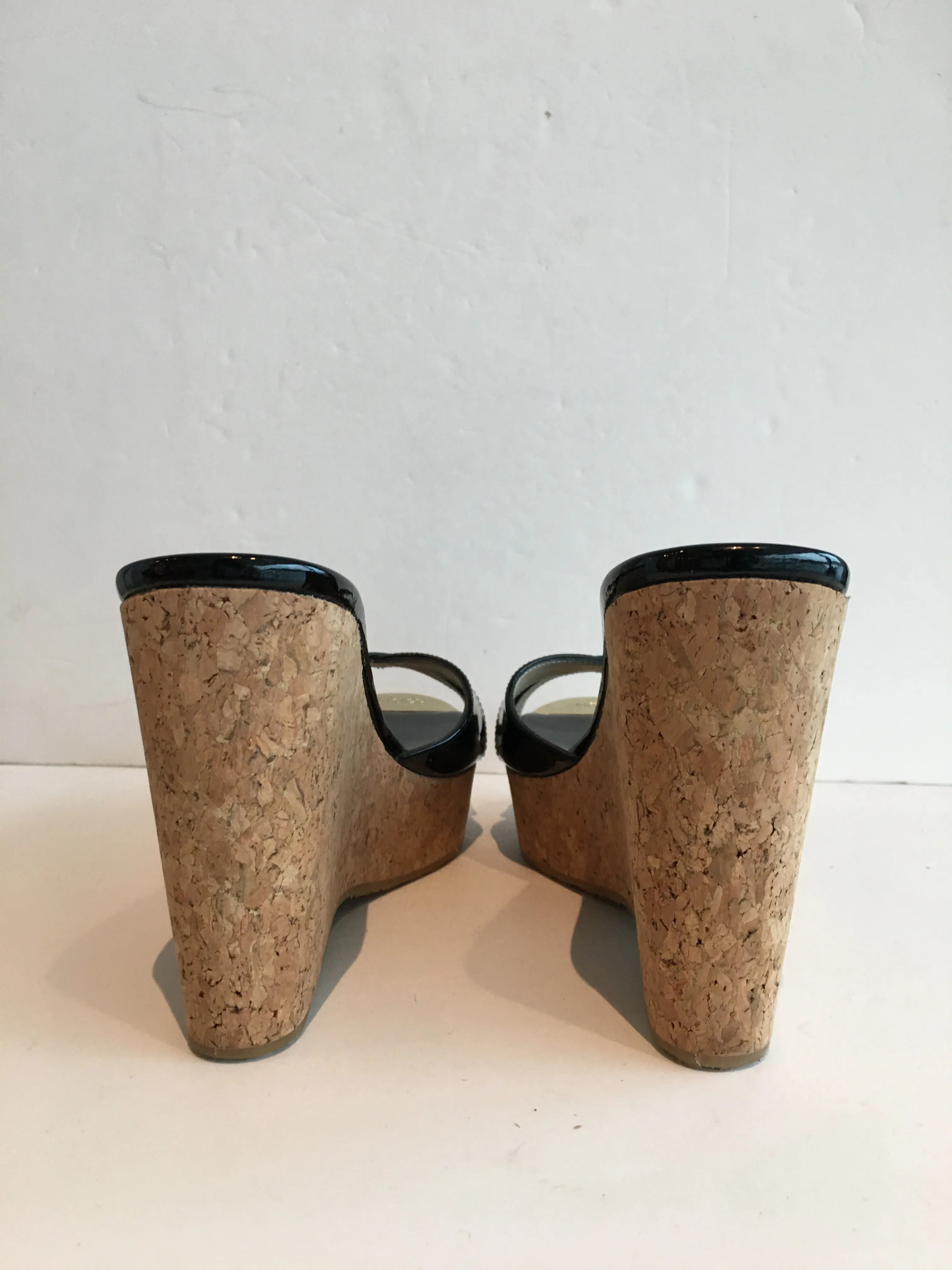 Jimmy Choo Patent Platform Wedges
