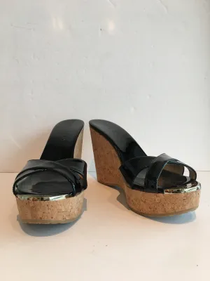Jimmy Choo Patent Platform Wedges