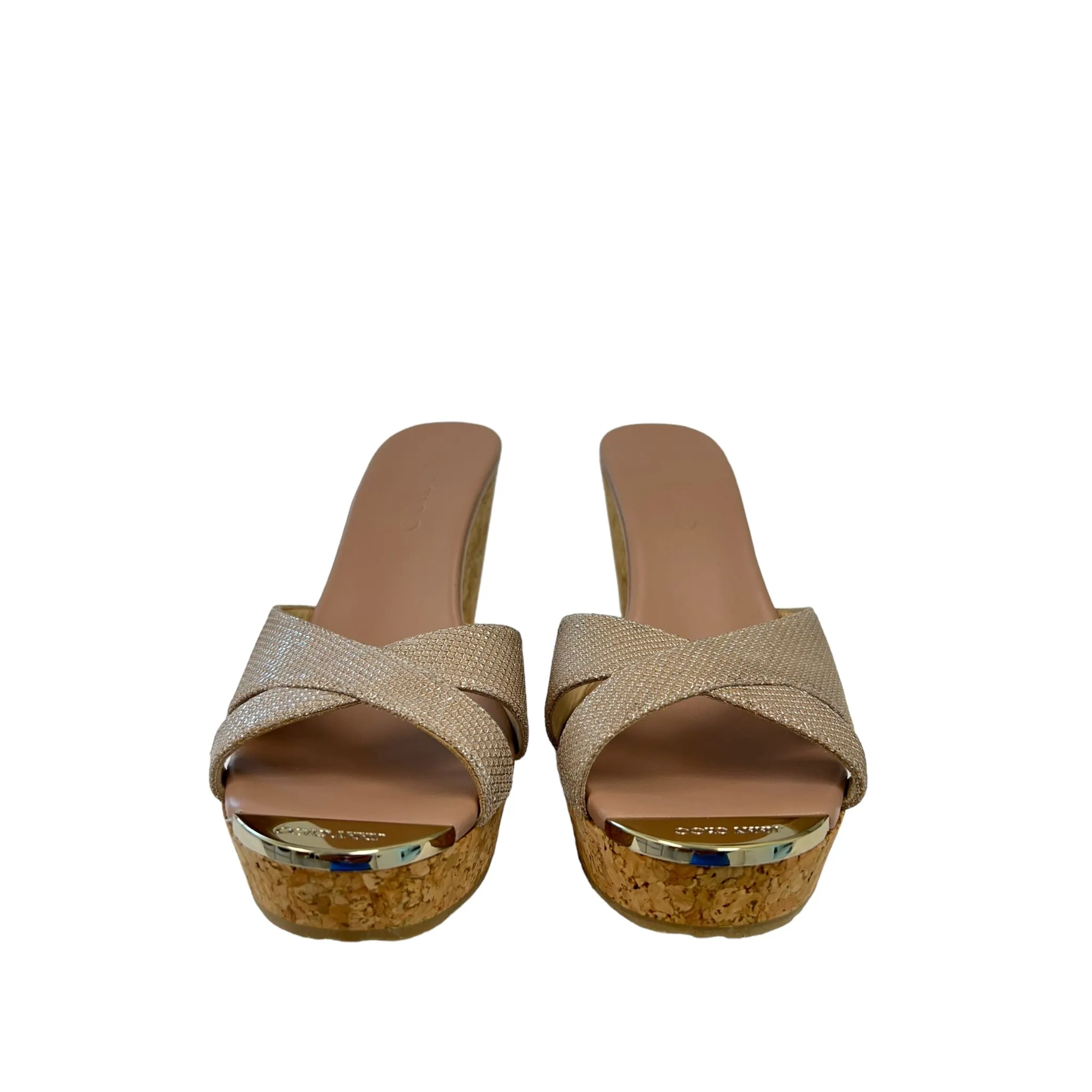 Jimmy Choo Perfume Wedge Powder Pink Cork Wedges Slide Sandals Size 39