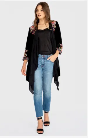 JOHNNY WAS VELVET SILK DRAPED JACKET Coco