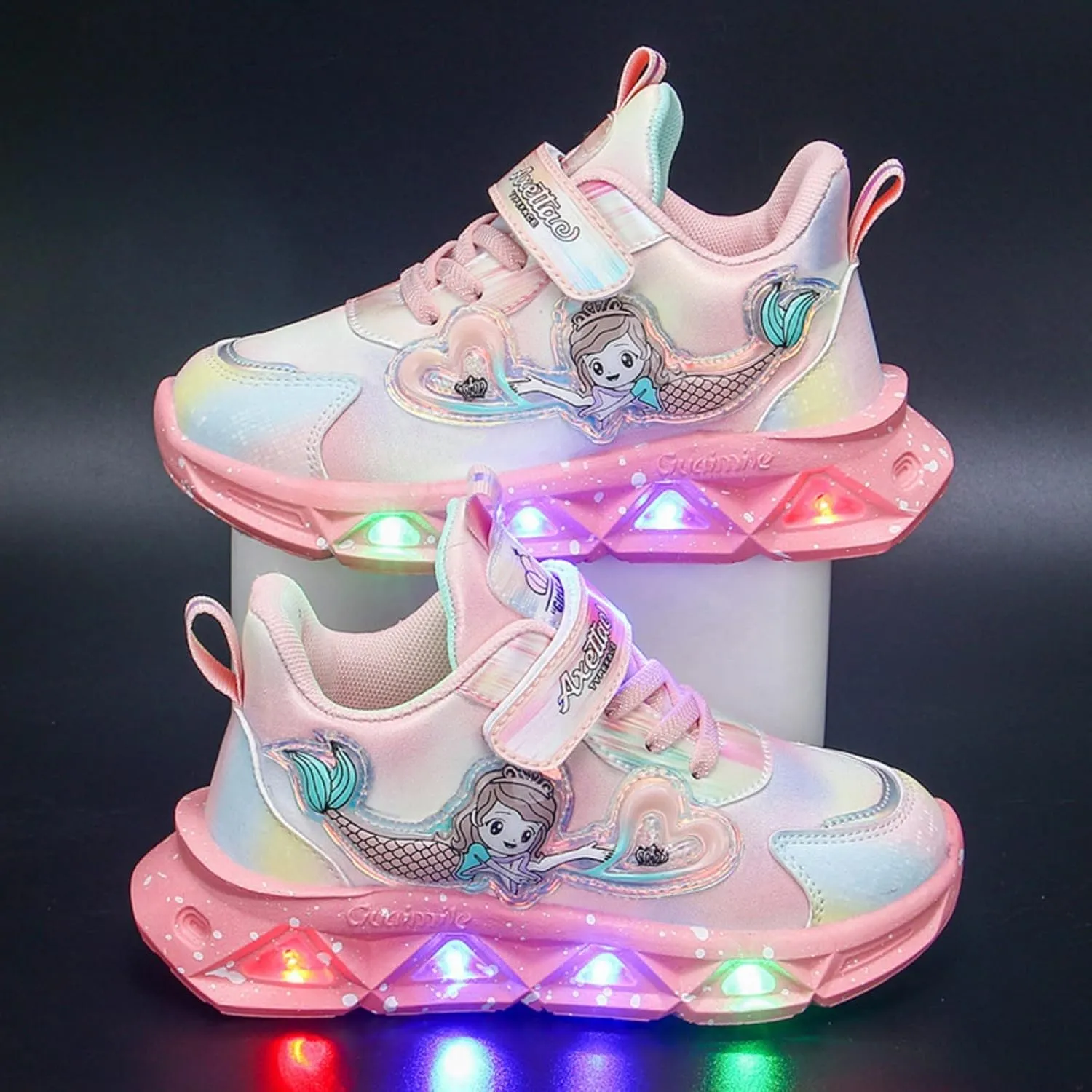 Kids Gym Shoes Children Sports Shoes with Lights Breathable Princess Lightweight Casual Lighting Kids Up Shoes for Girls