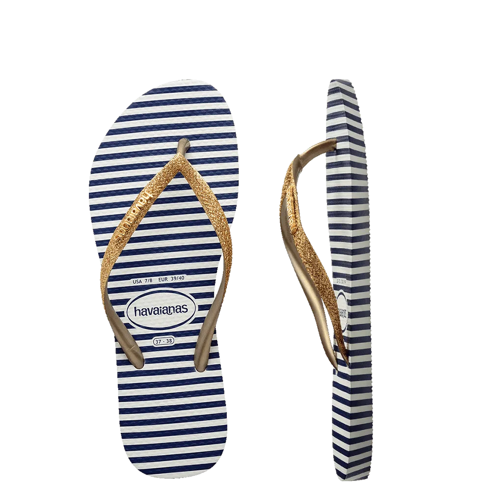 Kids Slim Glitter Stripes Flip Flops