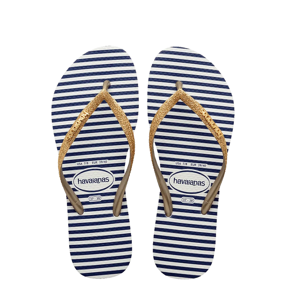 Kids Slim Glitter Stripes Flip Flops