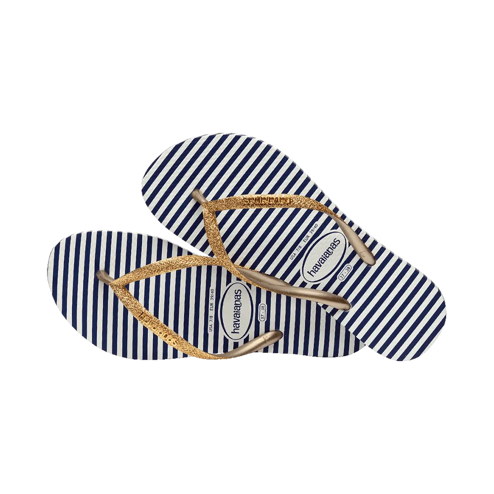 Kids Slim Glitter Stripes Flip Flops