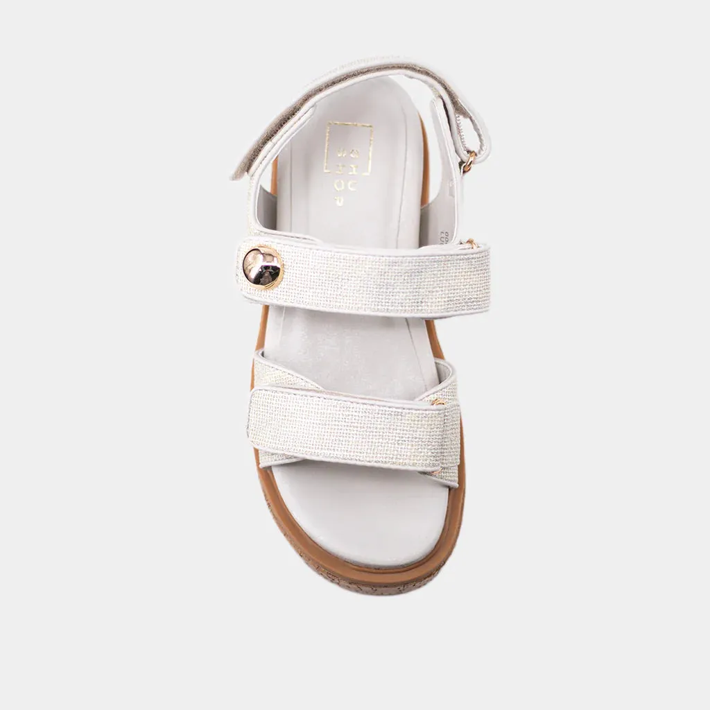 Lucille Sandals - Silver Woven