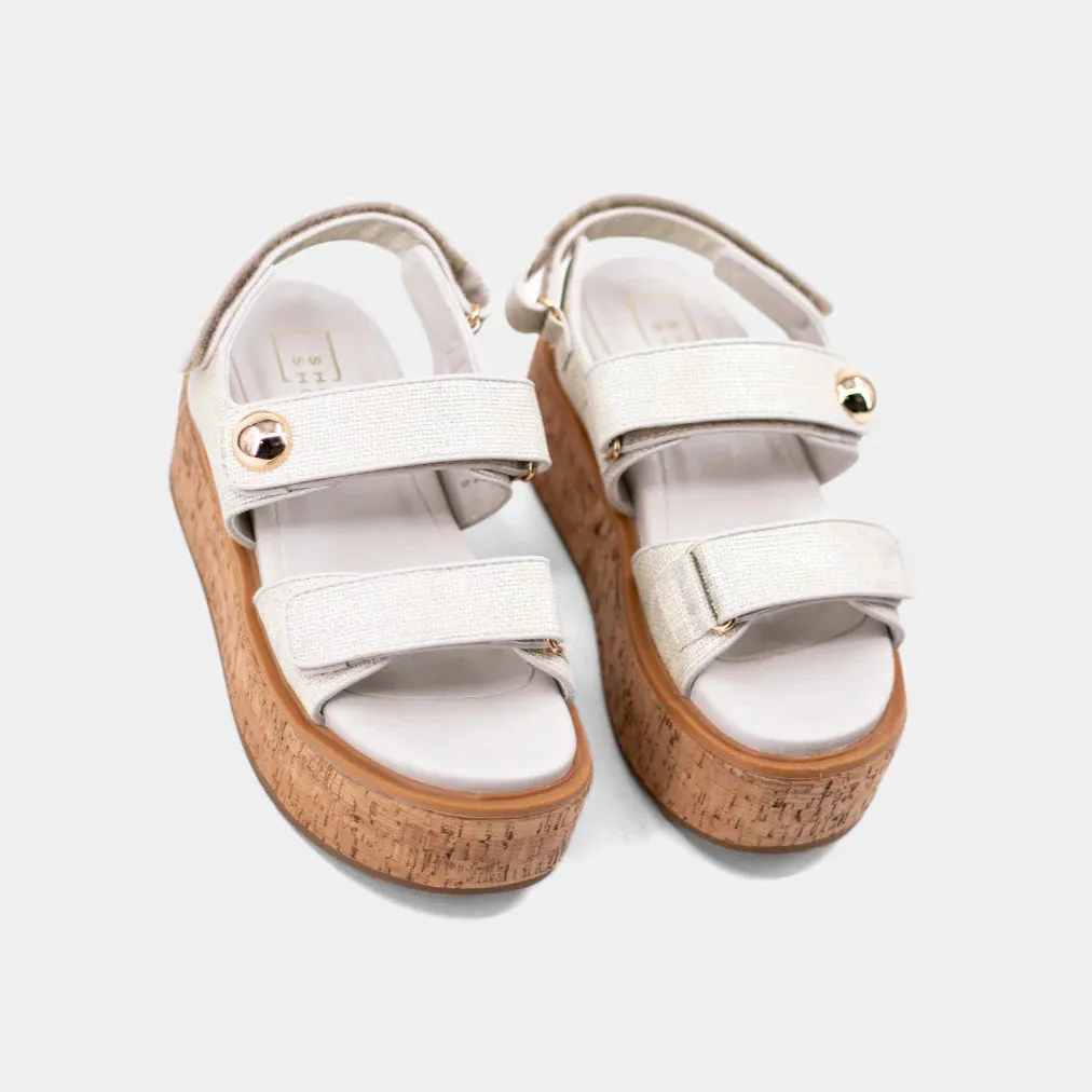 Lucille Sandals - Silver Woven