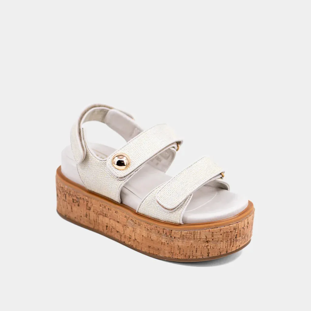 Lucille Sandals - Silver Woven
