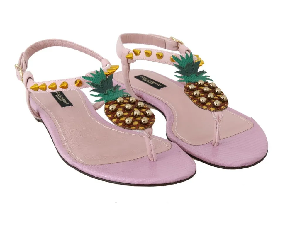 Pink Suede Pineapple Flip Flops