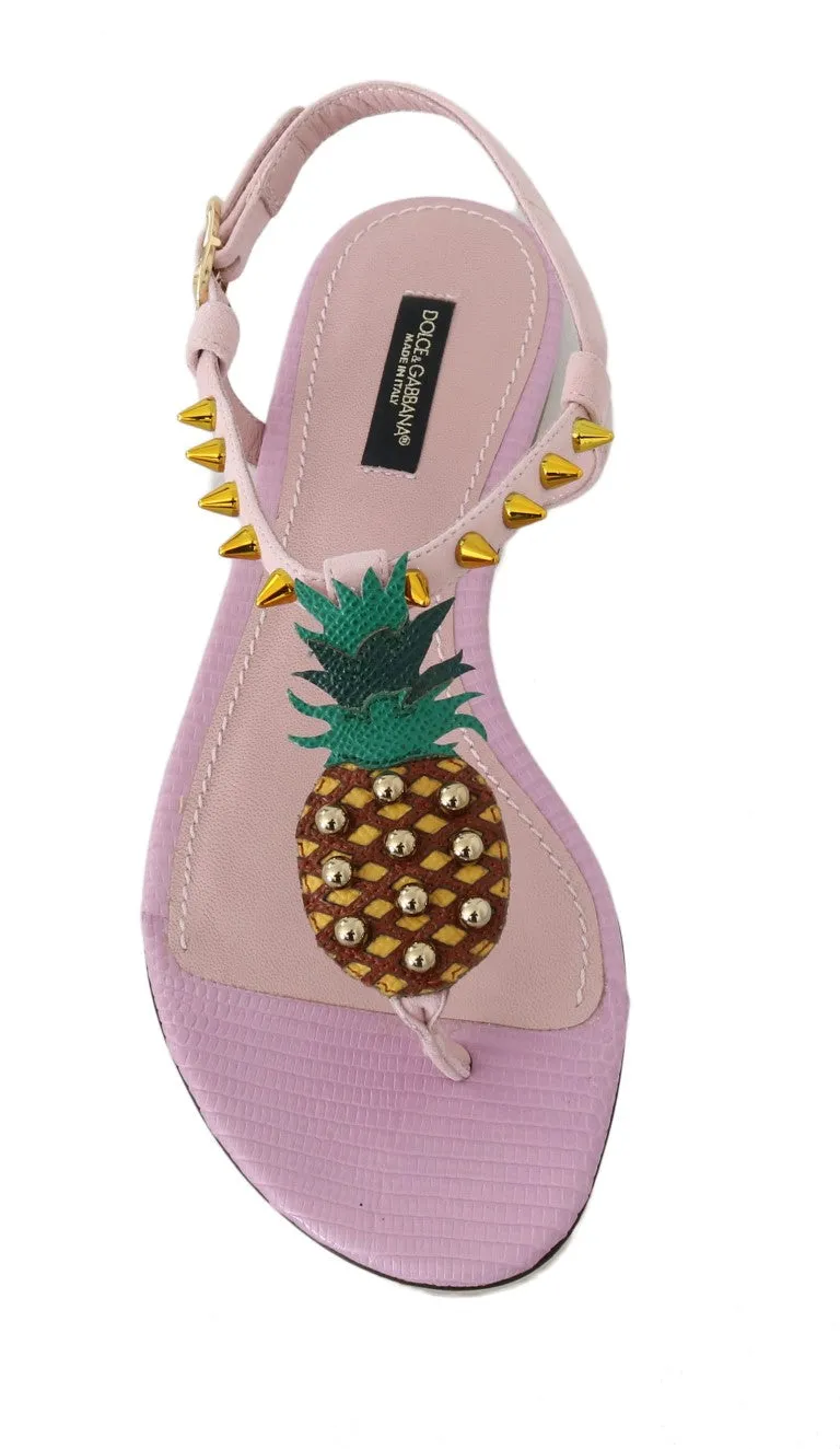 Pink Suede Pineapple Flip Flops