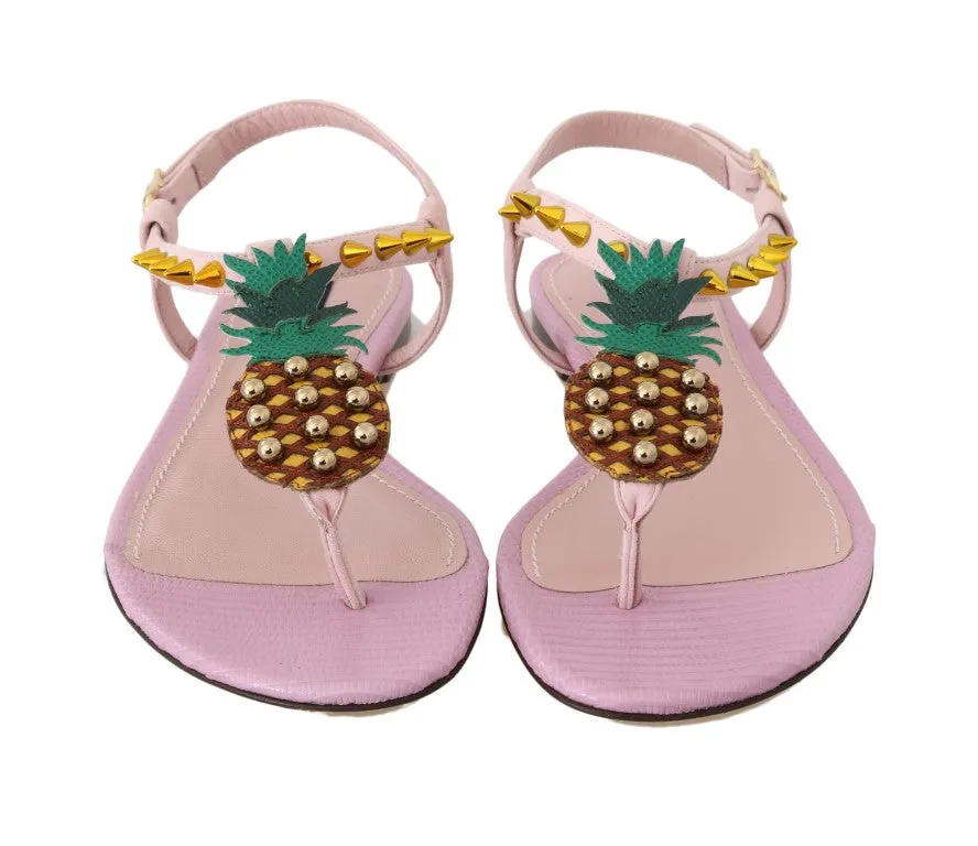 Pink Suede Pineapple Flip Flops