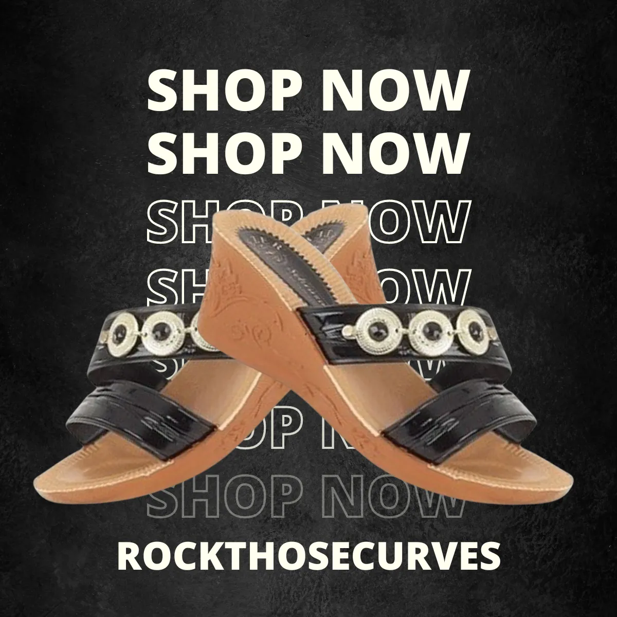 ROCKTHOSECURVES BLACK LIGHTWEIGHT WEDGE MULES SANDALS