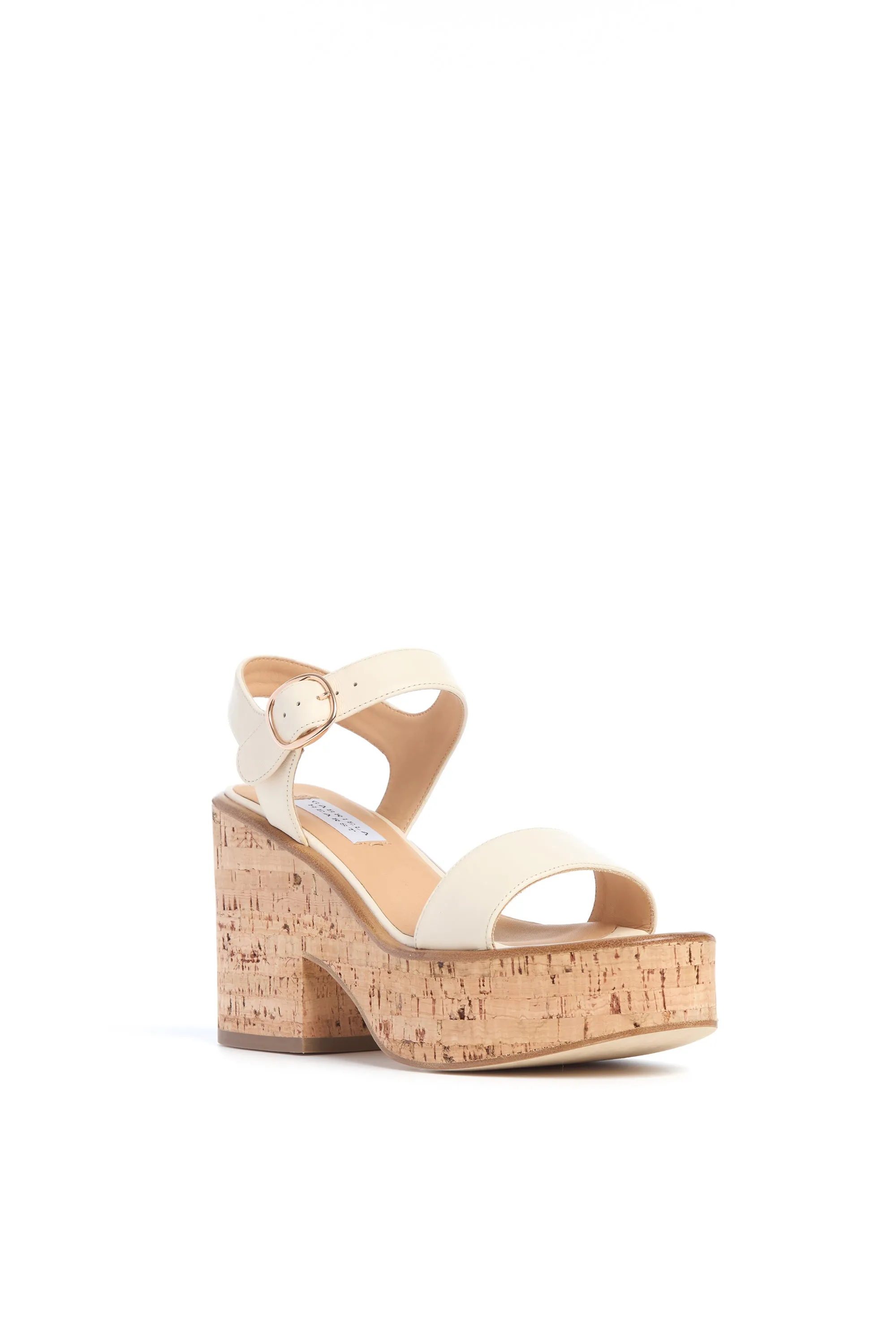 Sardis Platform Sandal in Cream Nappa Leather