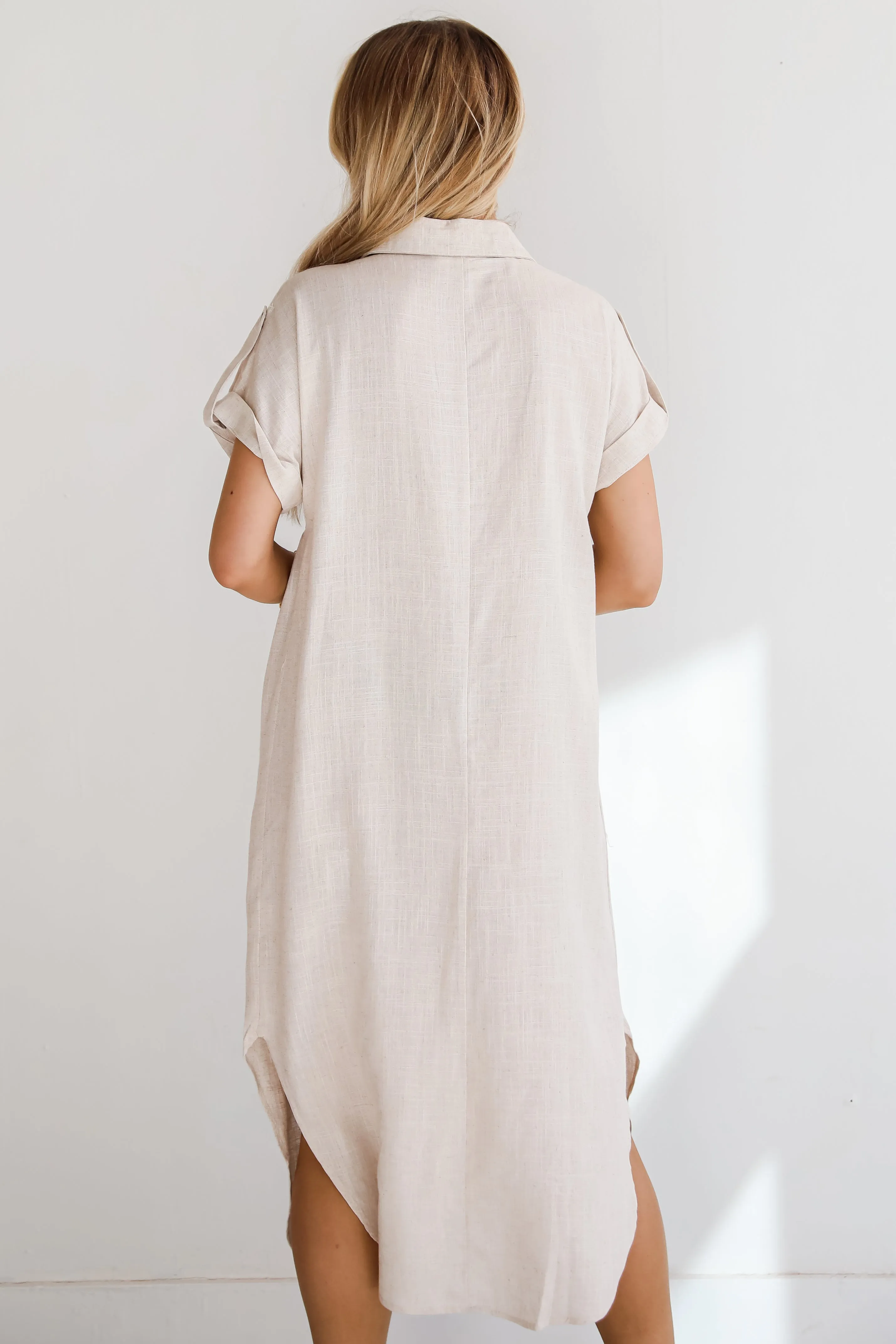 Sophisticated Beauty Linen Midi Dress