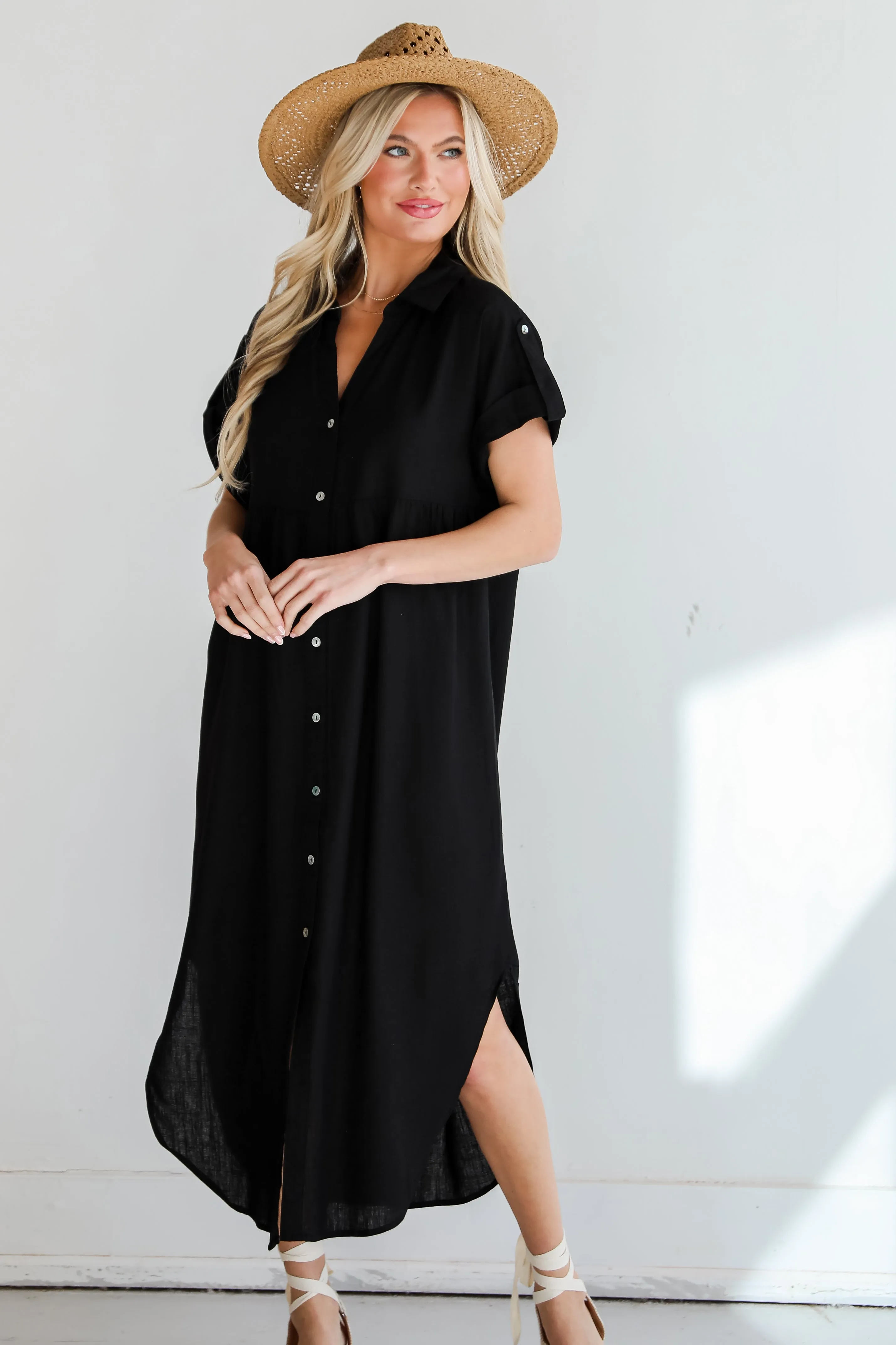 Sophisticated Beauty Linen Midi Dress