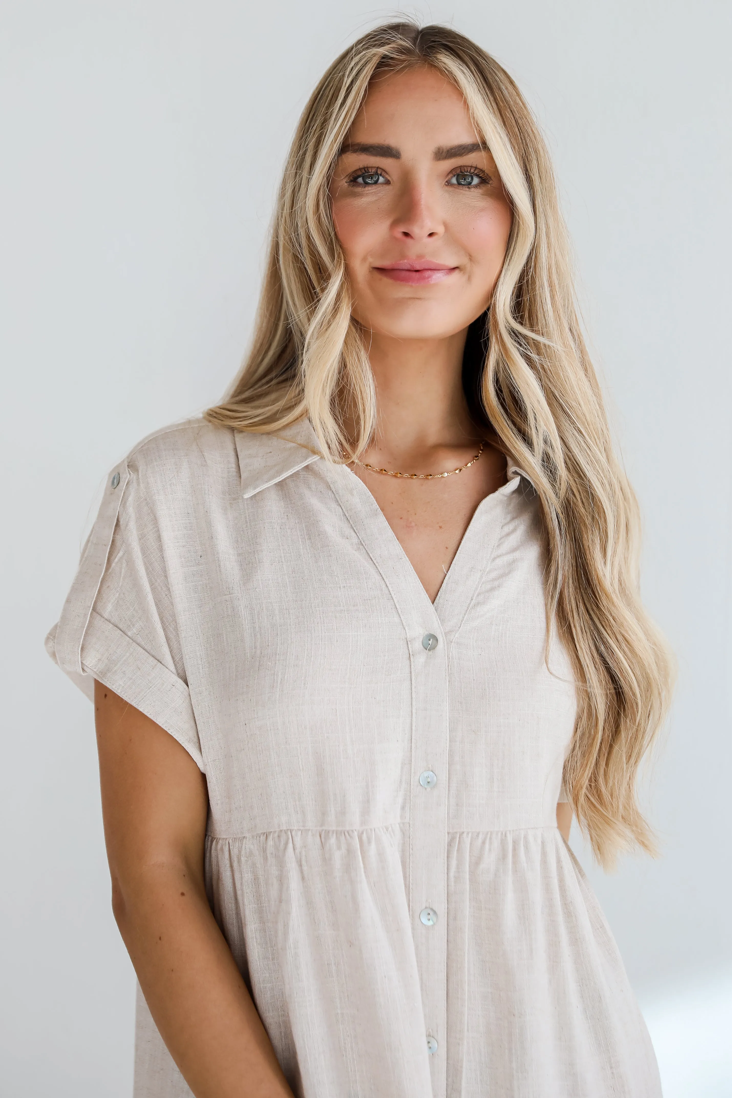 Sophisticated Beauty Linen Midi Dress
