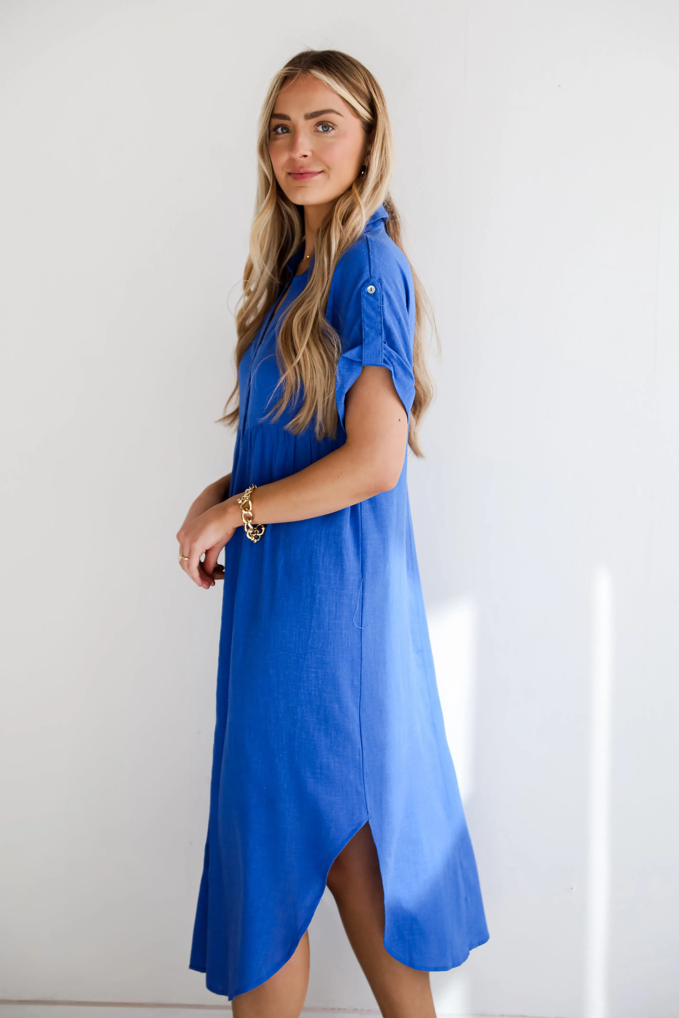 Sophisticated Beauty Linen Midi Dress