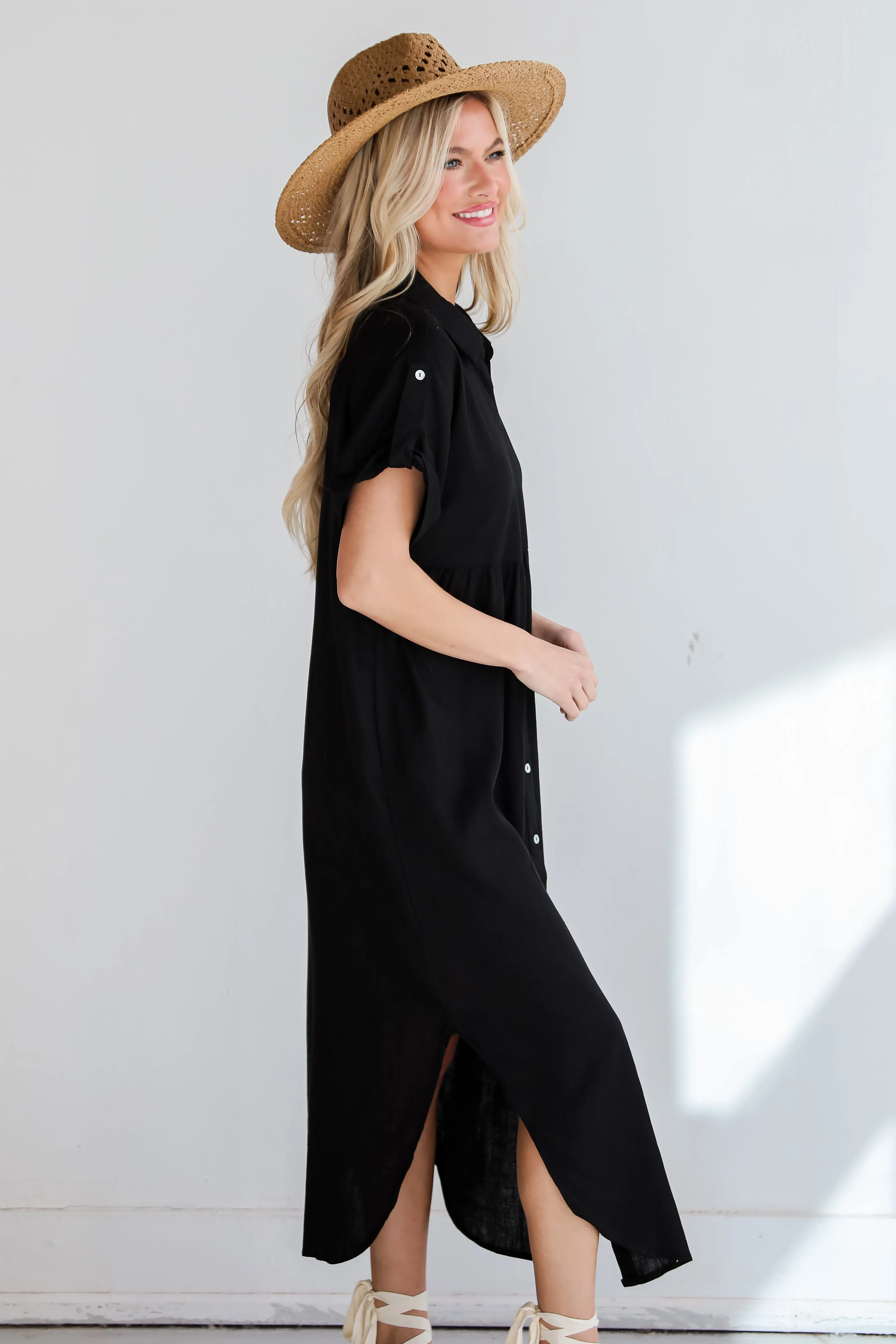 Sophisticated Beauty Linen Midi Dress