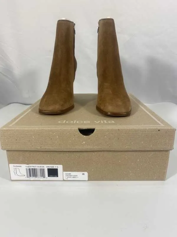 SUSANN BOOTIES CHESTNUT SUEDE - re:vita
