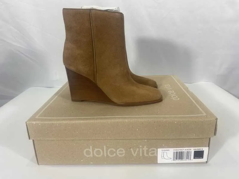 SUSANN BOOTIES CHESTNUT SUEDE - re:vita