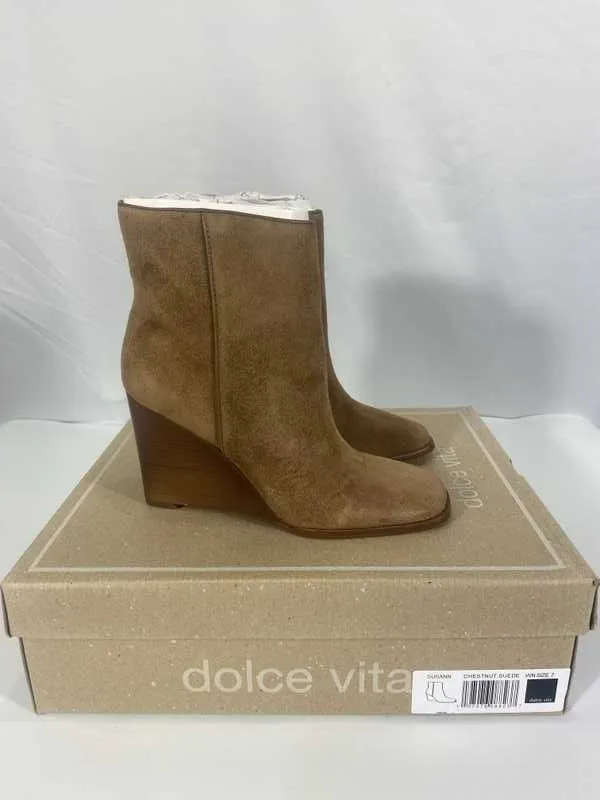 SUSANN BOOTIES CHESTNUT SUEDE - re:vita