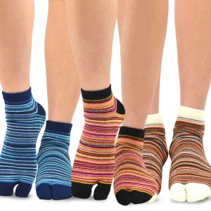 TeeHee Socks Unisex Casual Cotton Big Toe Mini Stripe 3-Pack (11720)