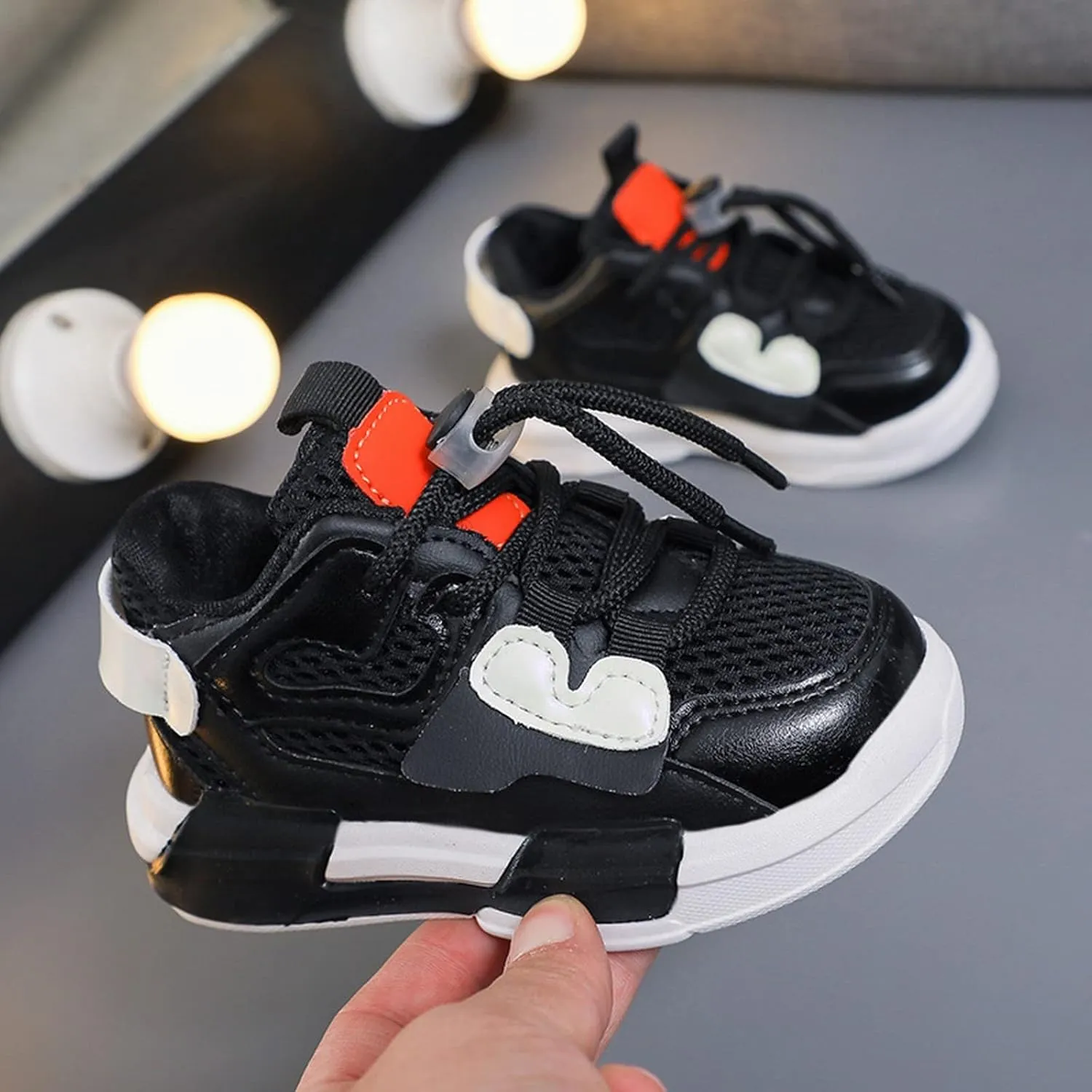 Toddler Shoelace Sneaker Mesh Breathable Baby Boys Kids Ankle First Walking Sport Shoes Non Slip Light Comfy Flat Shoes