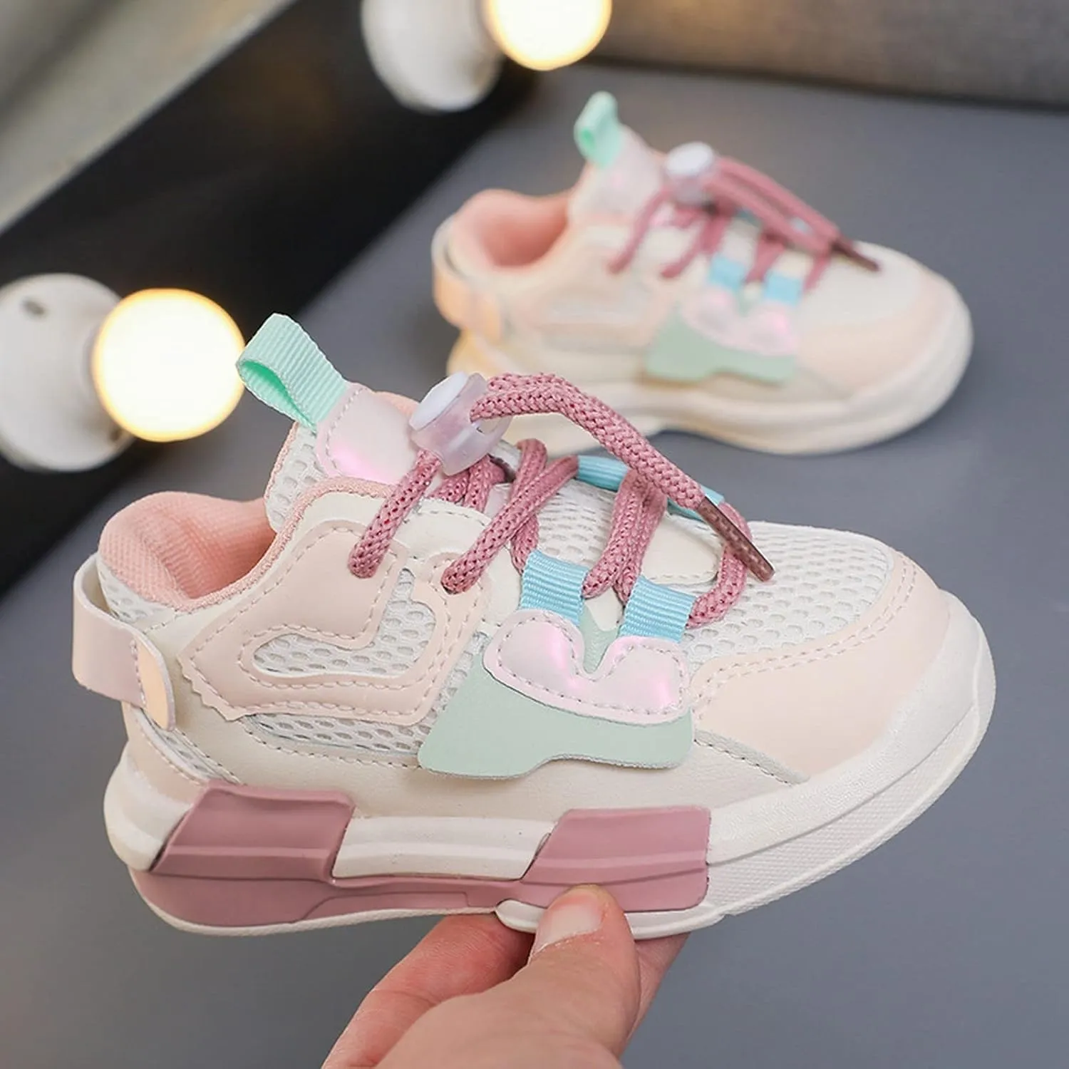 Toddler Shoelace Sneaker Mesh Breathable Baby Boys Kids Ankle First Walking Sport Shoes Non Slip Light Comfy Flat Shoes