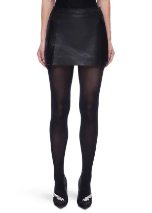 VIAVIA Genuine Leather Mini Skirt in Black