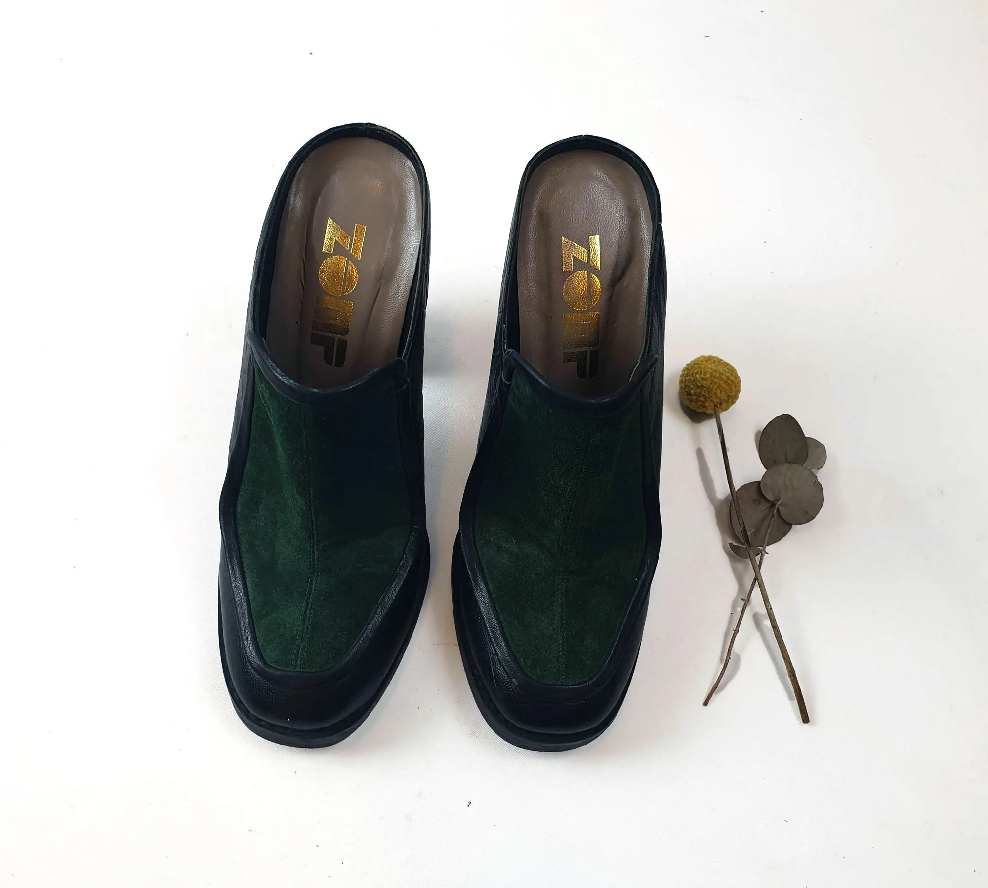Zomp black and green high heeled shoes size 37.5