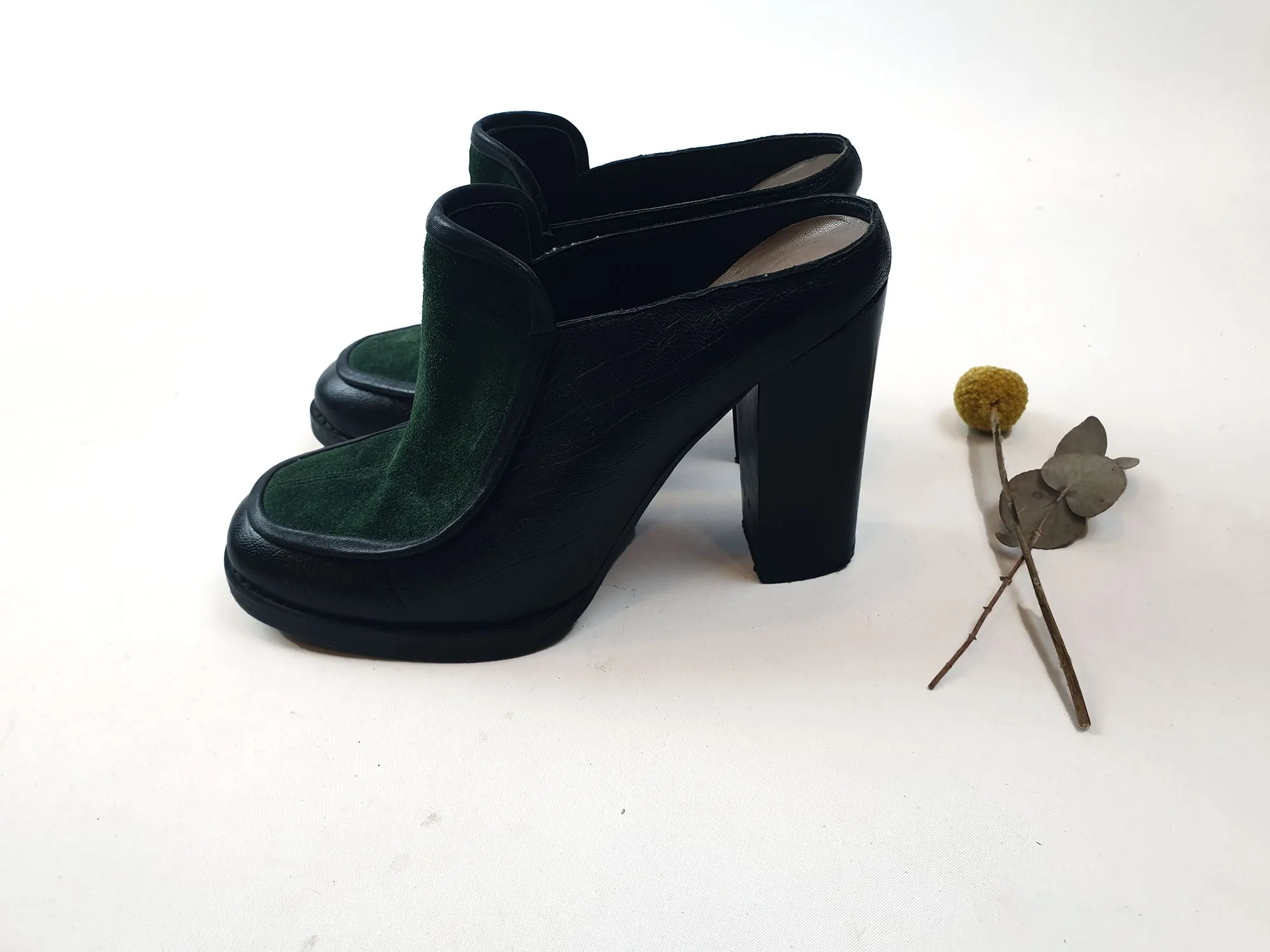 Zomp black and green high heeled shoes size 37.5