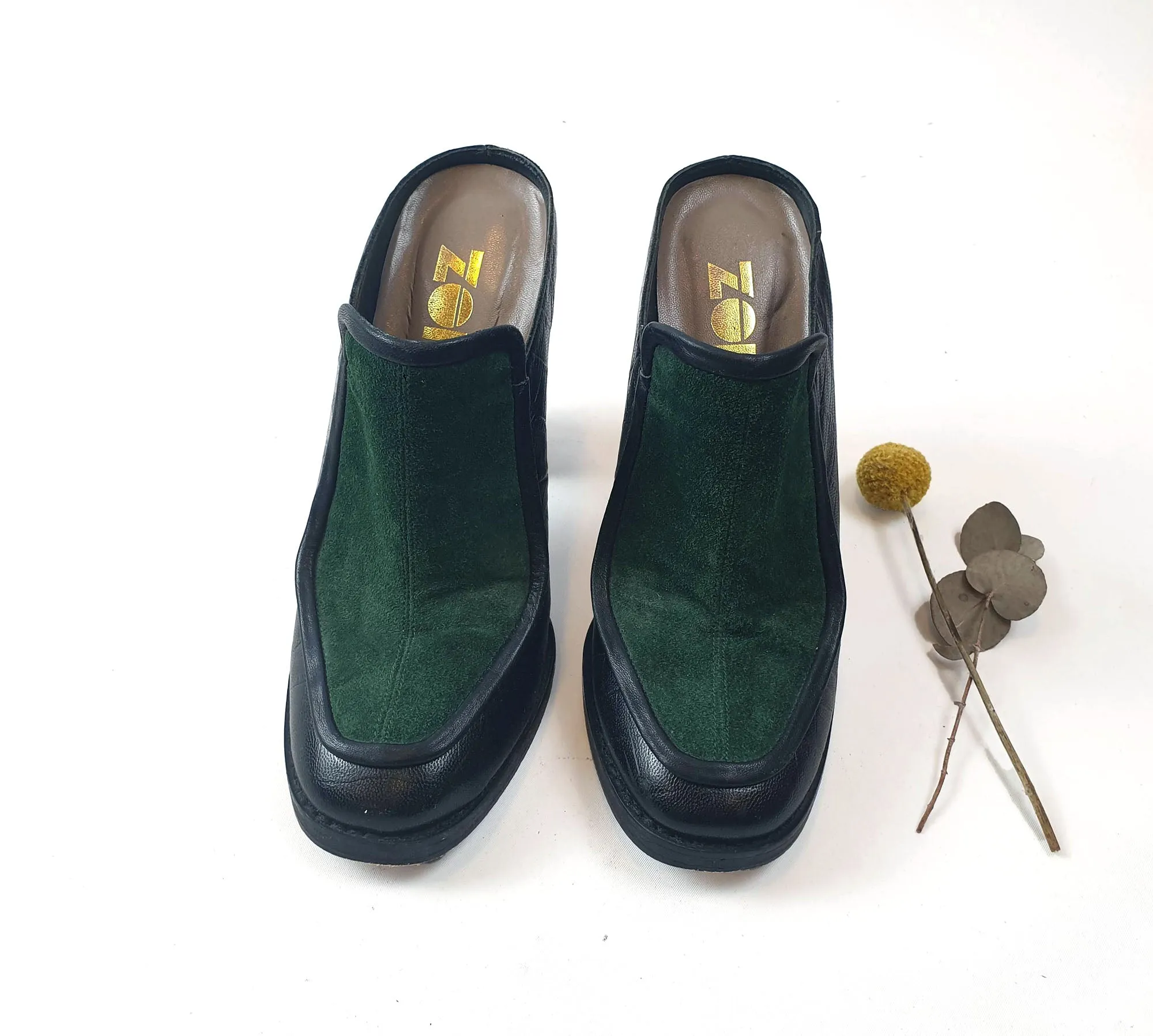 Zomp black and green high heeled shoes size 37.5