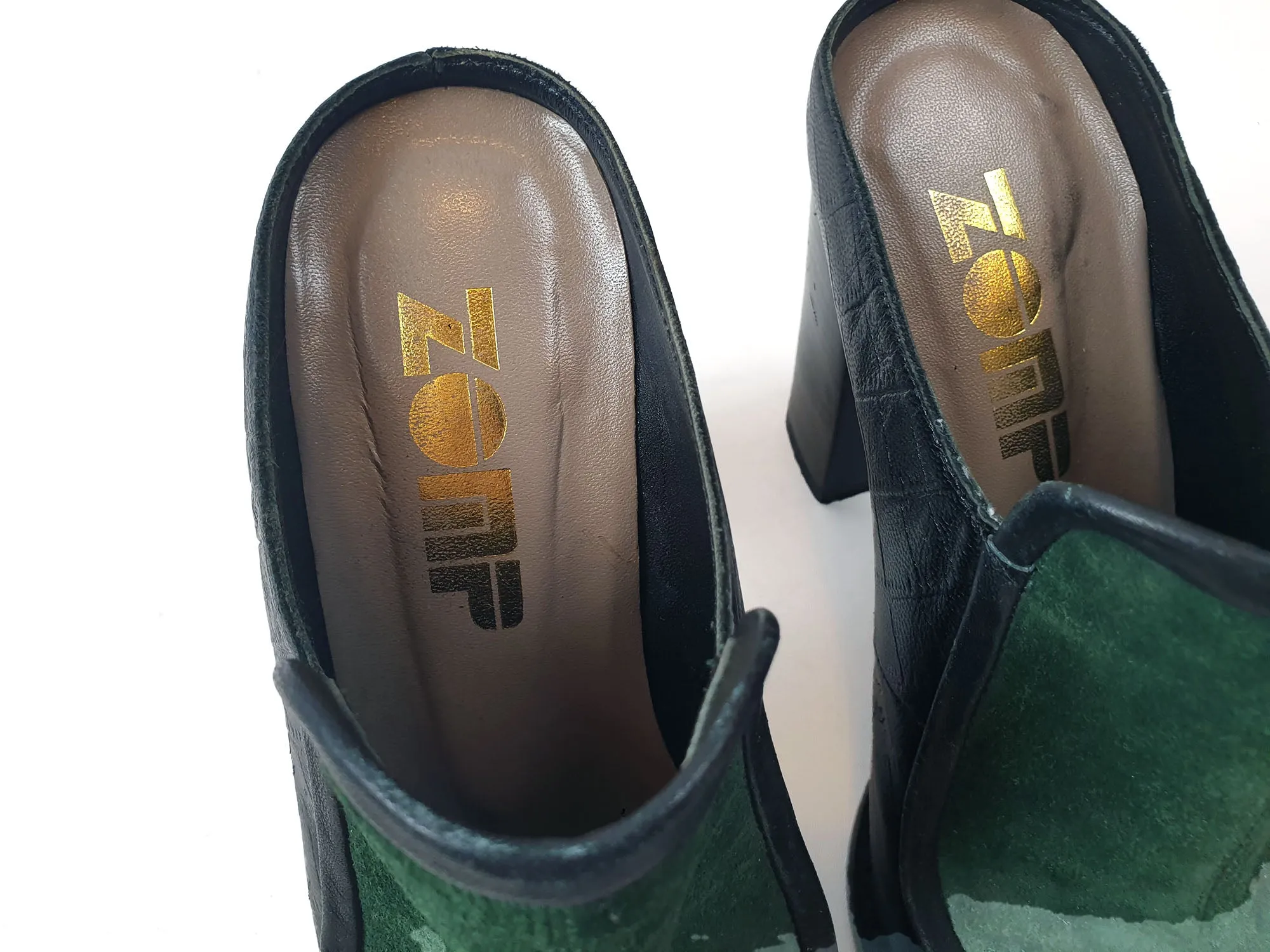 Zomp black and green high heeled shoes size 37.5